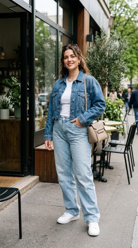 Crop Jacket + Light Baggy Jeans Outfit Crop Jacket + Light Baggy Jeans Outfit