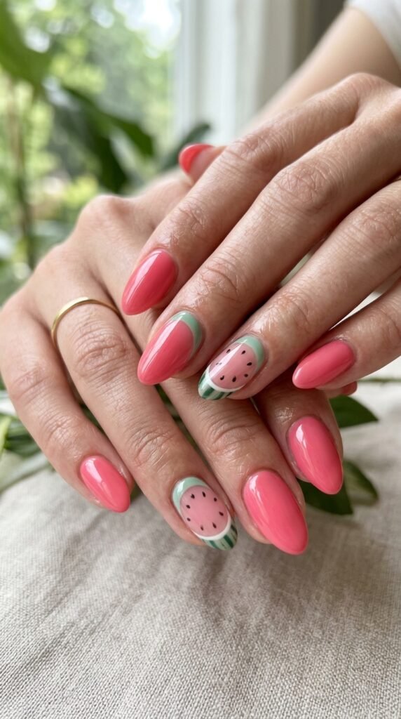 Feminine_hands_watermelon_nails_ Feminine_hands_watermelon_nails_