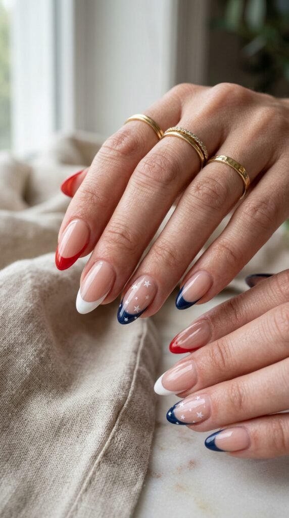 French_tip_nails_with_stars_4th july nails French_tip_nails_with_stars_4th july nails