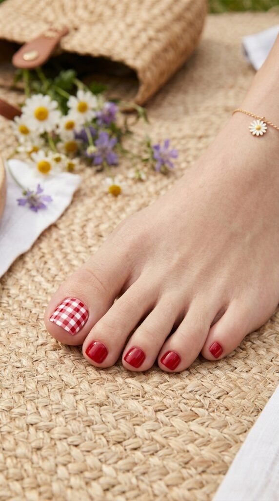 Gingham_toe_nails_on_blanket Gingham_toe_nails_on_blanket
