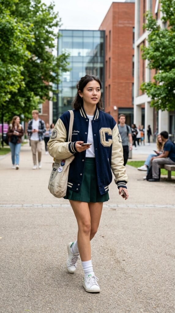 Varsity Jacket With Mini Skirt Varsity Jacket With Mini Skirt