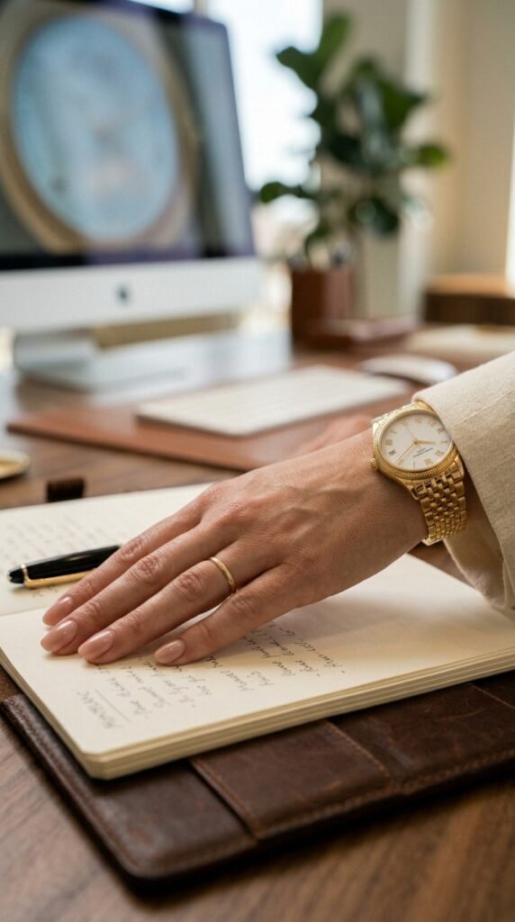 Gold_wristwatch_under_blazer_sleeve_ Gold_wristwatch_under_blazer_sleeve_