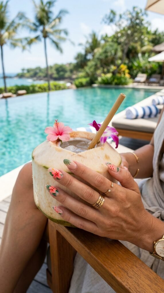 Hibiscus Flower Vacation Nails Hibiscus Flower Vacation Nails