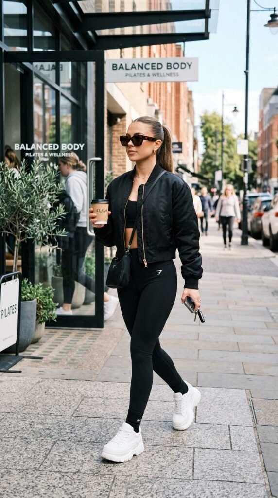 Cropped Bomber Jacket With Leggings Cropped Bomber Jacket With Leggings