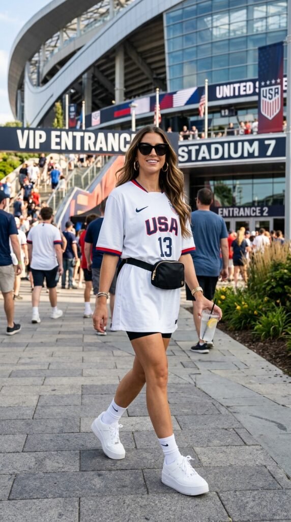 Influencer_wearing_USA_jersey_dress_ Influencer_wearing_USA_jersey_dress_