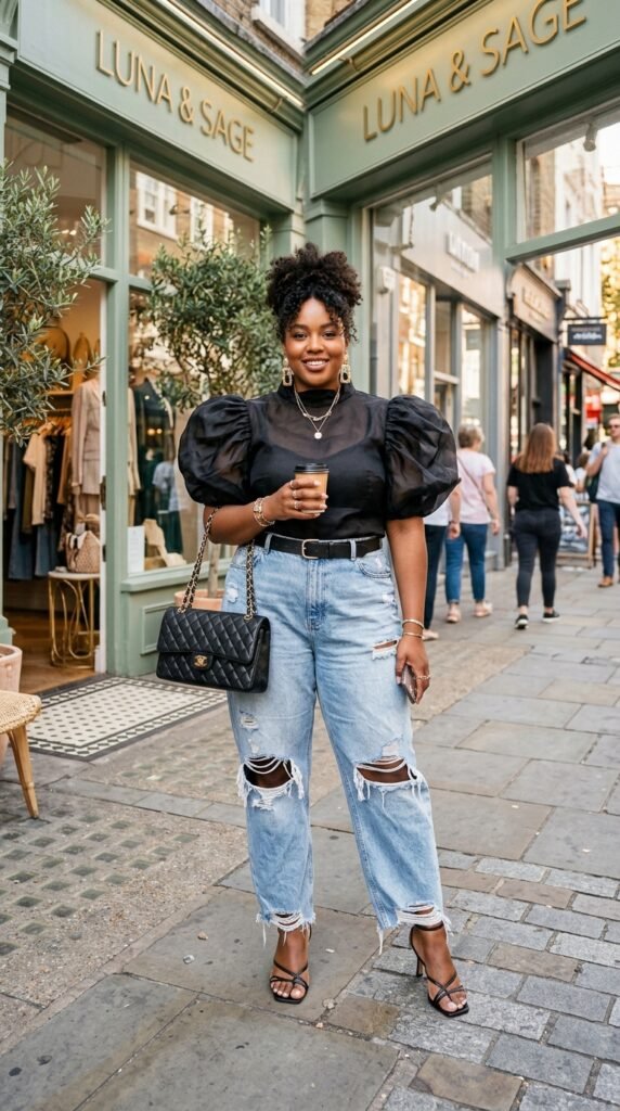 Statement Top + Baggy Ripped Jeans Statement Top + Baggy Ripped Jeans