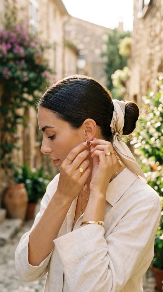Low_bun_silk_bandana_ Low_bun_silk_bandana_