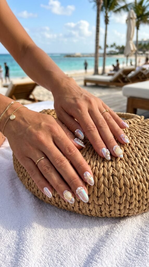 Seashell Mermaid Chrome Nails Seashell Mermaid Chrome Nails