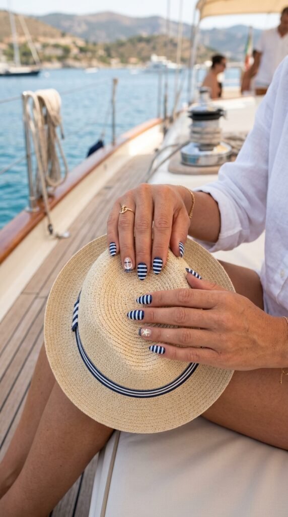 Coastal Stripe Sailor Nails Coastal Stripe Sailor Nails