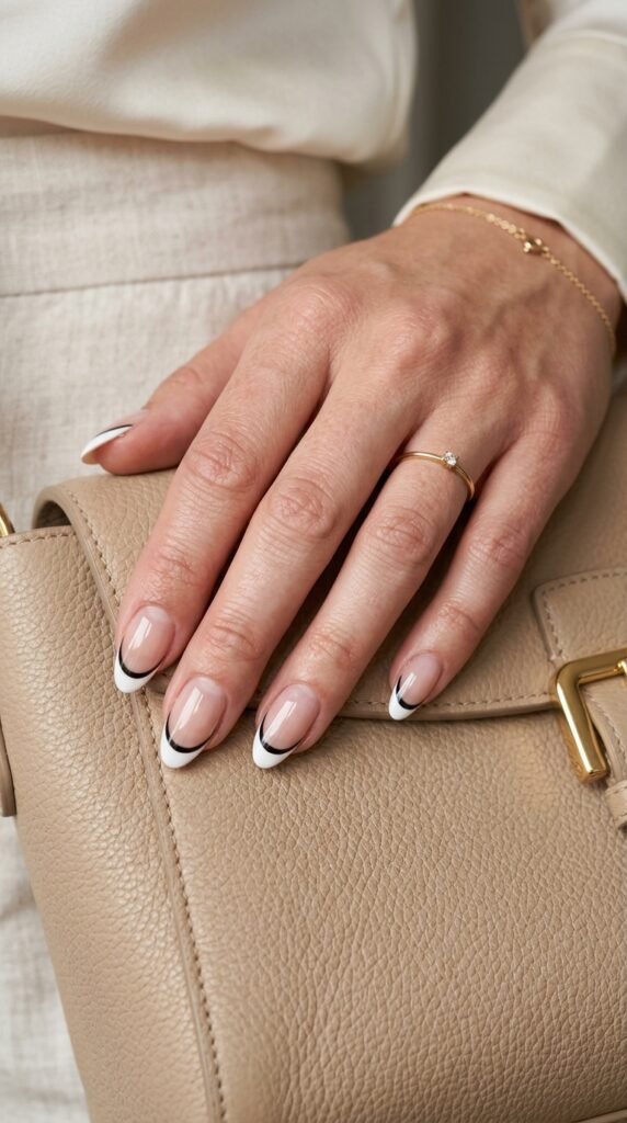 negative space double french tips negative space double french tips