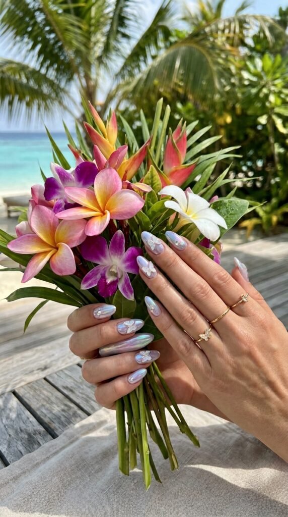 Tropical Butterfly Chrome Nails Tropical Butterfly Chrome Nails