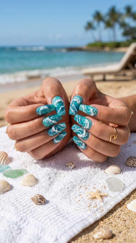 Ocean Wave Sculpted Nails Ocean Wave Sculpted Nails