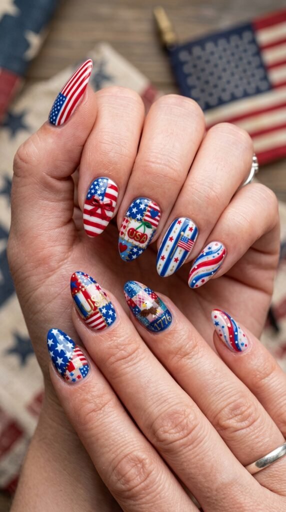 Patriotic_Patchwork_Nails_4th july nails Patriotic_Patchwork_Nails_4th july nails
