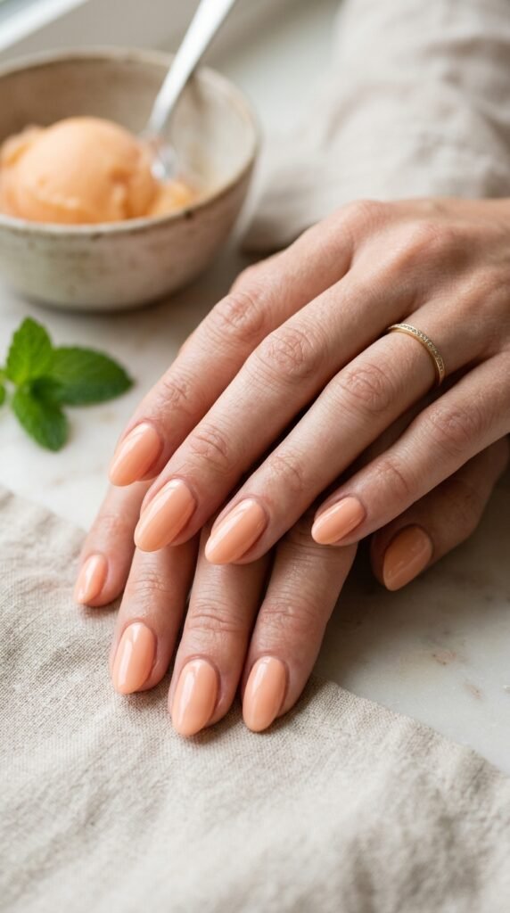 Peach_sorbet_nails_glossy_finish Peach_sorbet_nails_glossy_finish