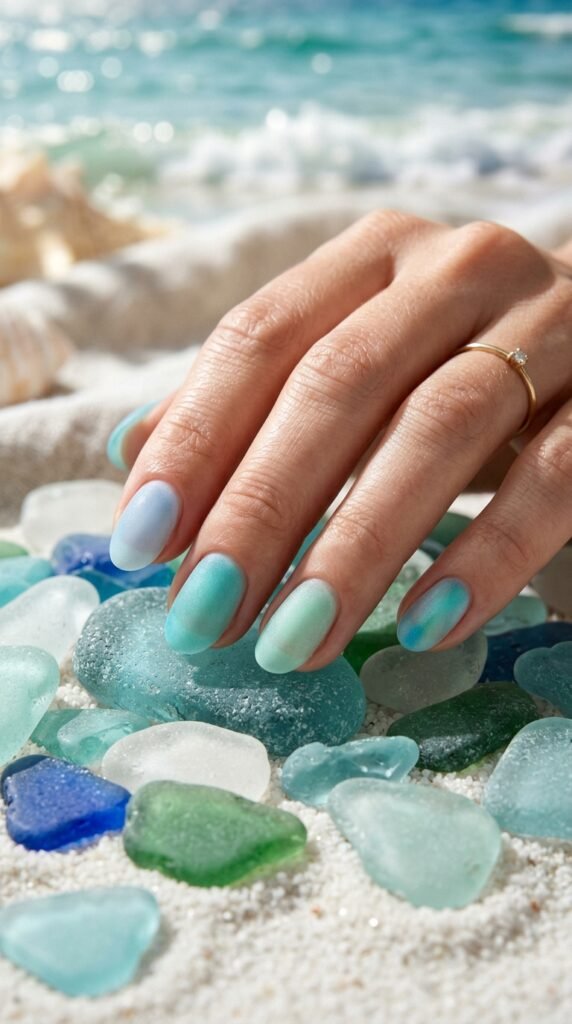 Sea_glass_nails_frosted_finish_ Sea_glass_nails_frosted_finish_