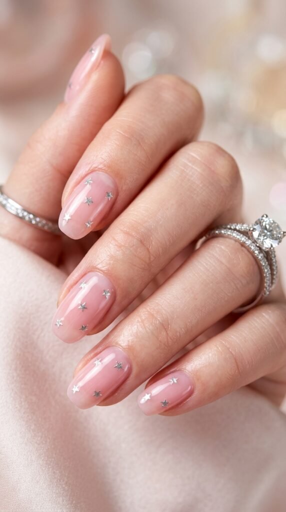 Sheer_pink_nails_silver_stars Sheer_pink_nails_silver_stars