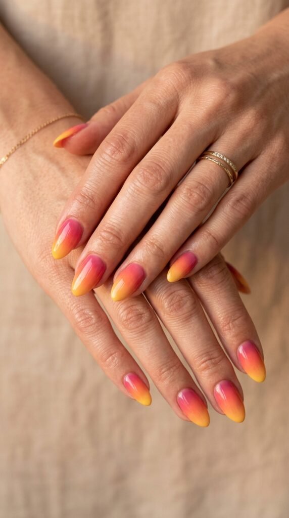 Sunset_gradient_nails_coral_orange Sunset_gradient_nails_coral_orange