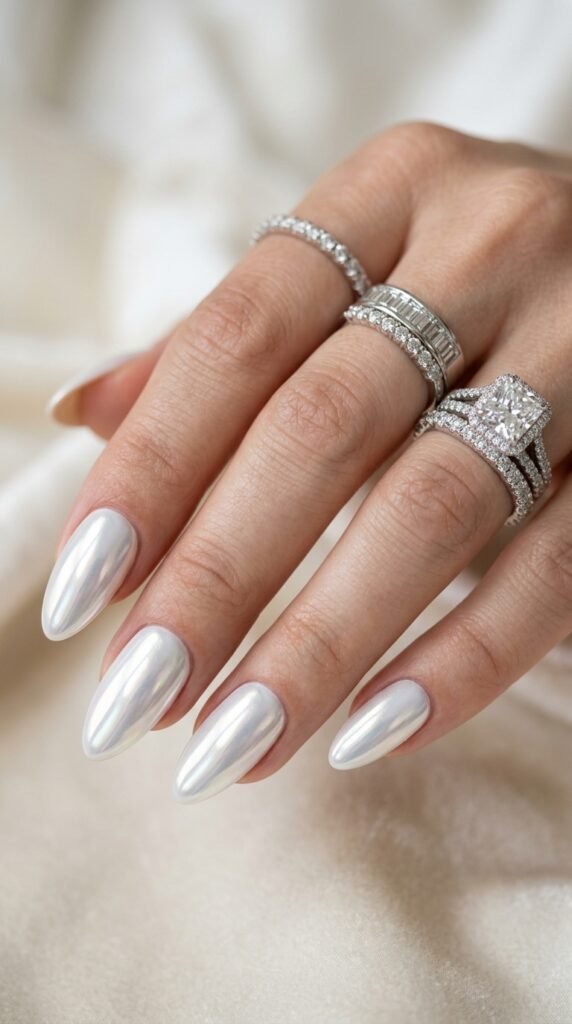 White_chrome_nails_with_rings White_chrome_nails_with_rings