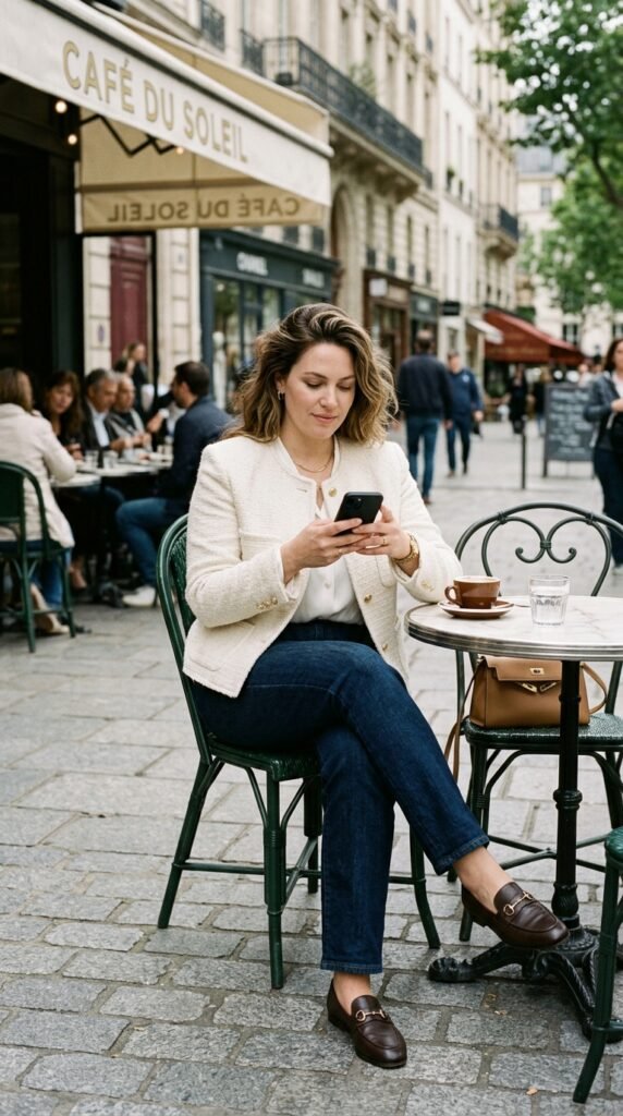 Tweed Jacket + Straight-Leg Jeans Tweed Jacket + Straight-Leg Jeans