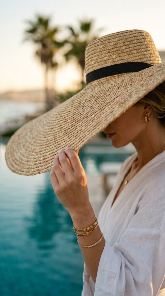 Woman_holding_oversized_straw_hat Woman_holding_oversized_straw_hat