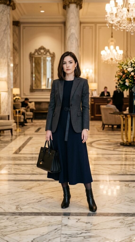 Woman_in_belted_dress_blazer_ Woman_in_belted_dress_blazer_