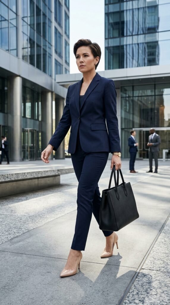 Woman_in_navy_suit_walking_ Woman_in_navy_suit_walking_