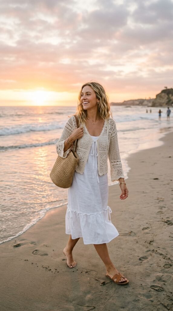 Woman_in_white_dress_cardigan_202606031629 Whiteboho_dress_
