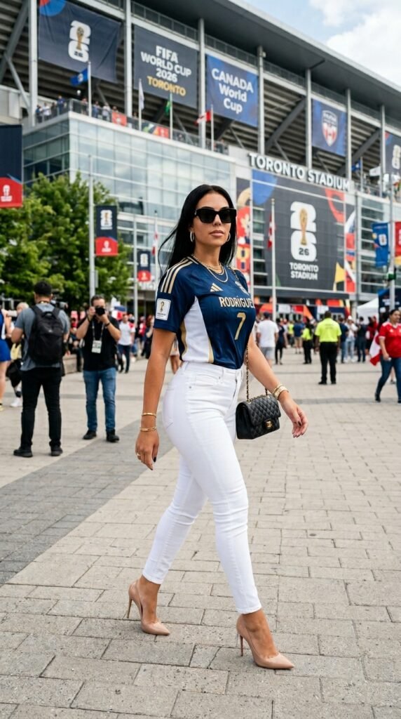 Woman_in_white_jeans_football_jersey Woman_in_white_jeans_football_jersey