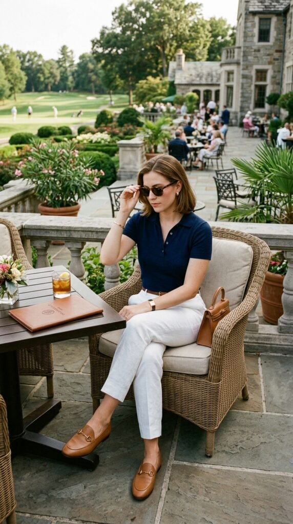 poloshirt white denim loafers poloshirt white denim loafers