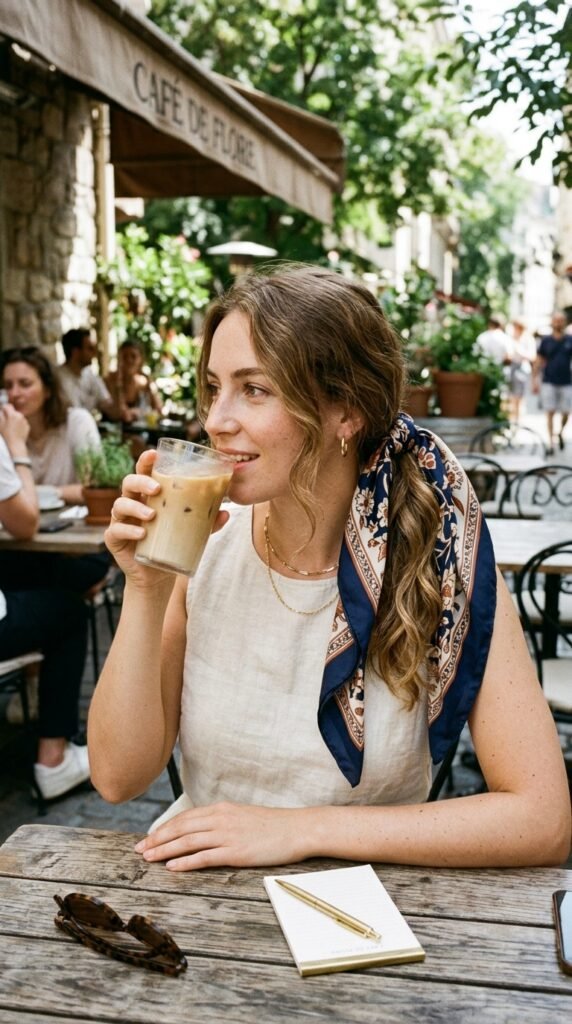 bandan-wrapped ponytail bandan-wrapped ponytail