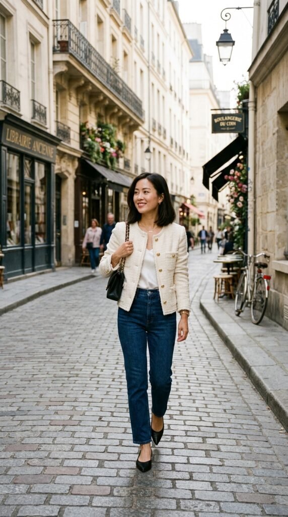 Tweed Jacket With Straight Jeans Tweed Jacket With Straight Jeans