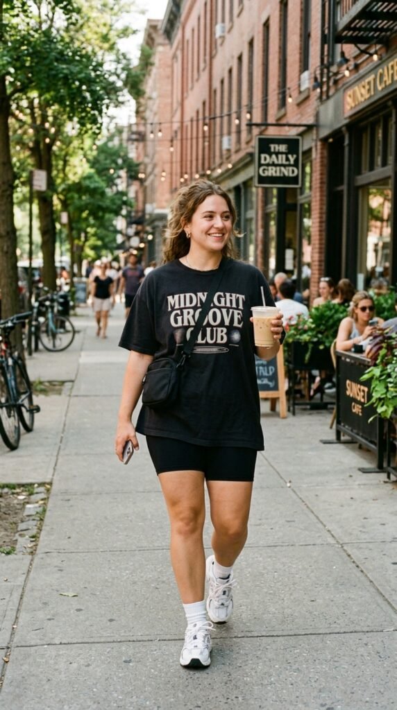 graphic tee and biker shorts graphic tee and biker shorts