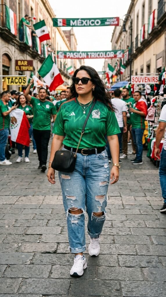 Woman_wearing_Mexico_jersey_jeans Woman_wearing_Mexico_jersey_jeans