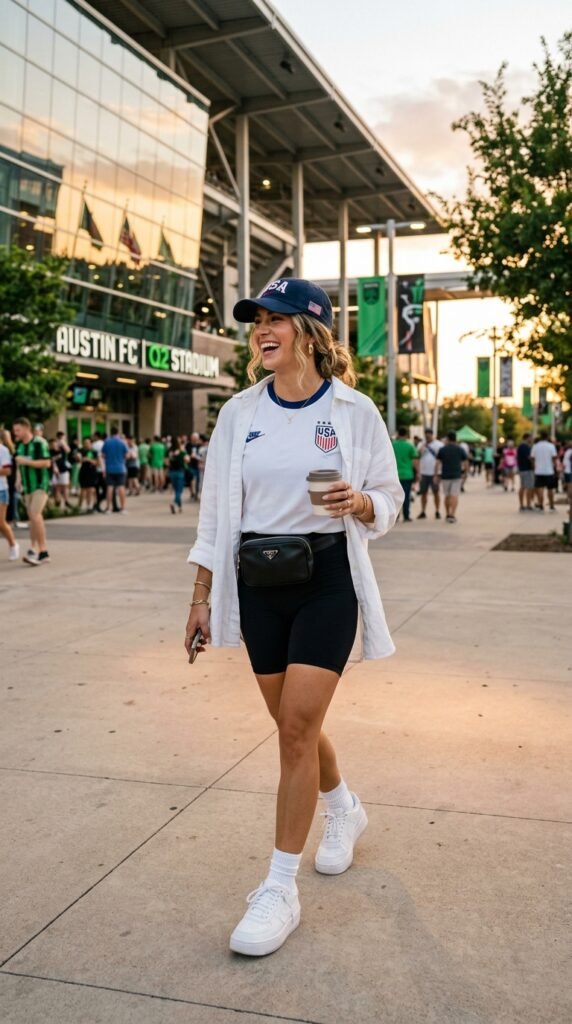 Woman_wearing_USA_jersey_shorts_ Woman_wearing_USA_jersey_shorts_