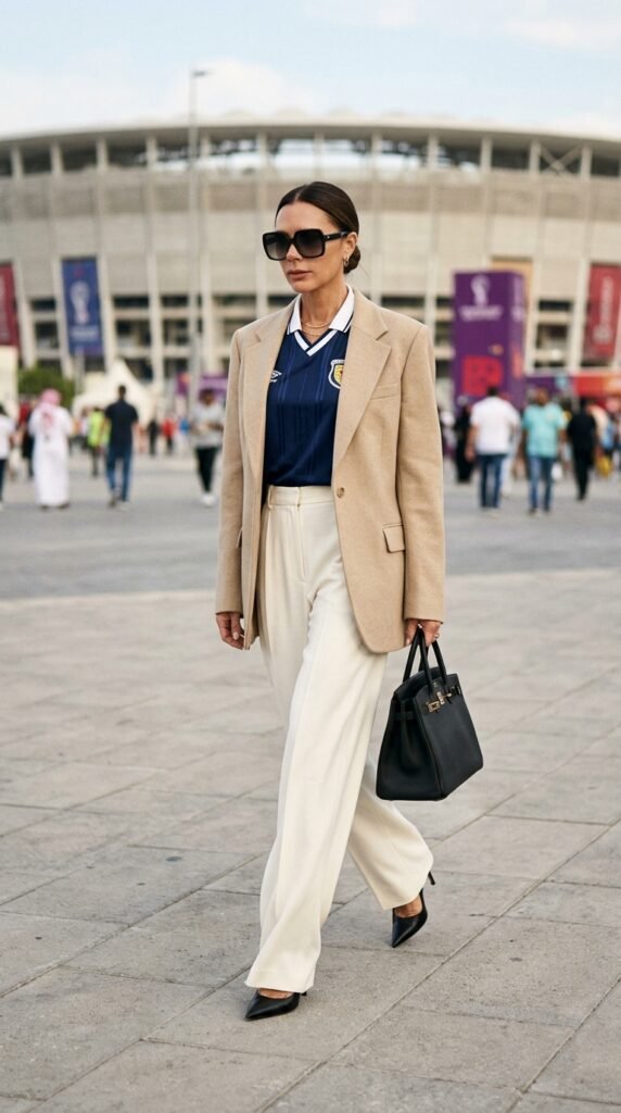 Woman_wearing_blazer_football_jersey Woman_wearing_blazer_football_jersey