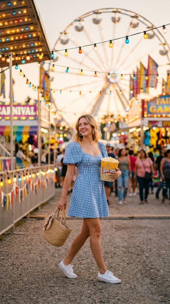 Woman_wearing_blue_gingham_dress Woman_wearing_blue_gingham_dress
