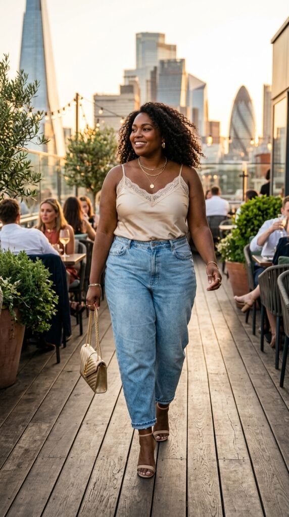 Satin Cami + Baggy Jeans Outfit Aesthetic Satin Cami + Baggy Jeans Outfit Aesthetic