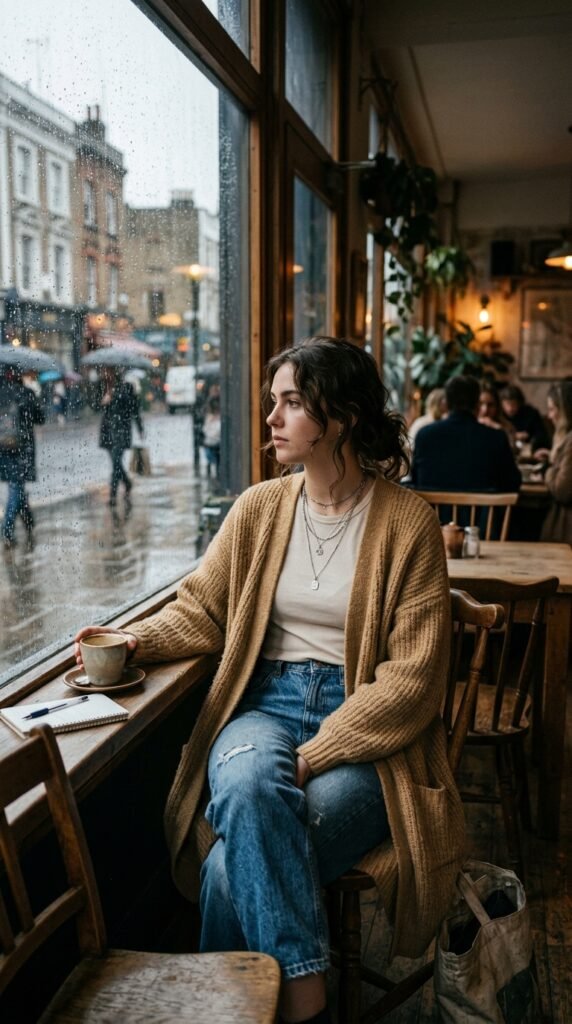 Woman_wearing_cardigan_and_jeans_ Woman_wearing_cardigan_and_jeans_