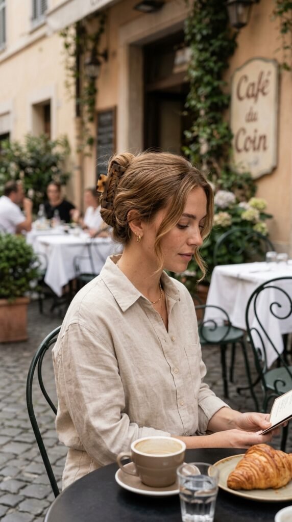 Woman_wearing_claw_clip_hairstyle_ Woman_wearing_claw_clip_hairstyle_