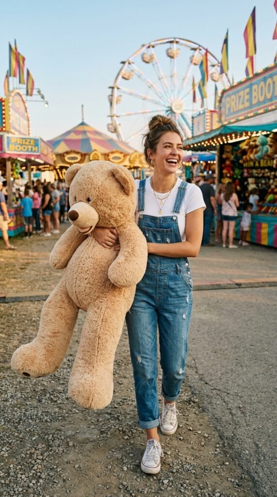 Woman_wearing_denim_overalls_ Woman_wearing_denim_overalls_