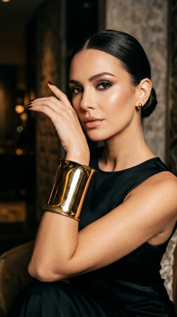 Woman_wearing_gold_cuff_bracelet_ Woman_wearing_gold_cuff_bracelet_