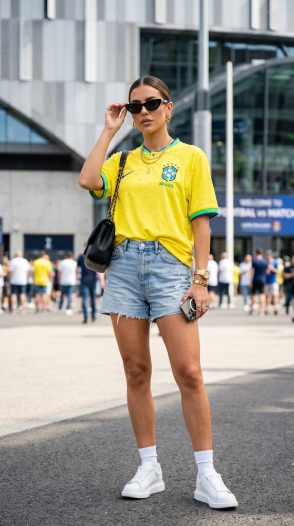 Woman_wearing_jersey_and_shorts_ Woman_wearing_jersey_and_shorts_