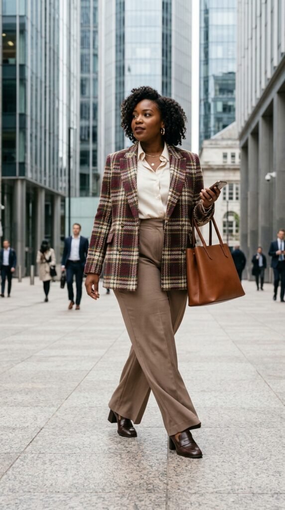 Woman_wearing_plaid_blazer_neutral_ Woman_wearing_plaid_blazer_neutral_