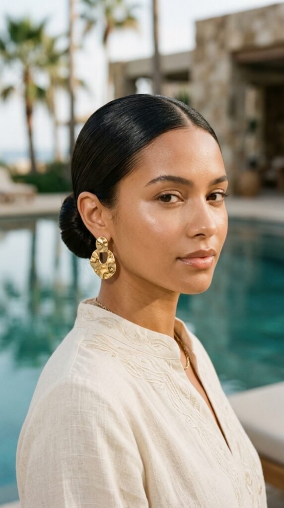 Woman_wearing_sleek_low_bun_ Woman_wearing_sleek_low_bun_