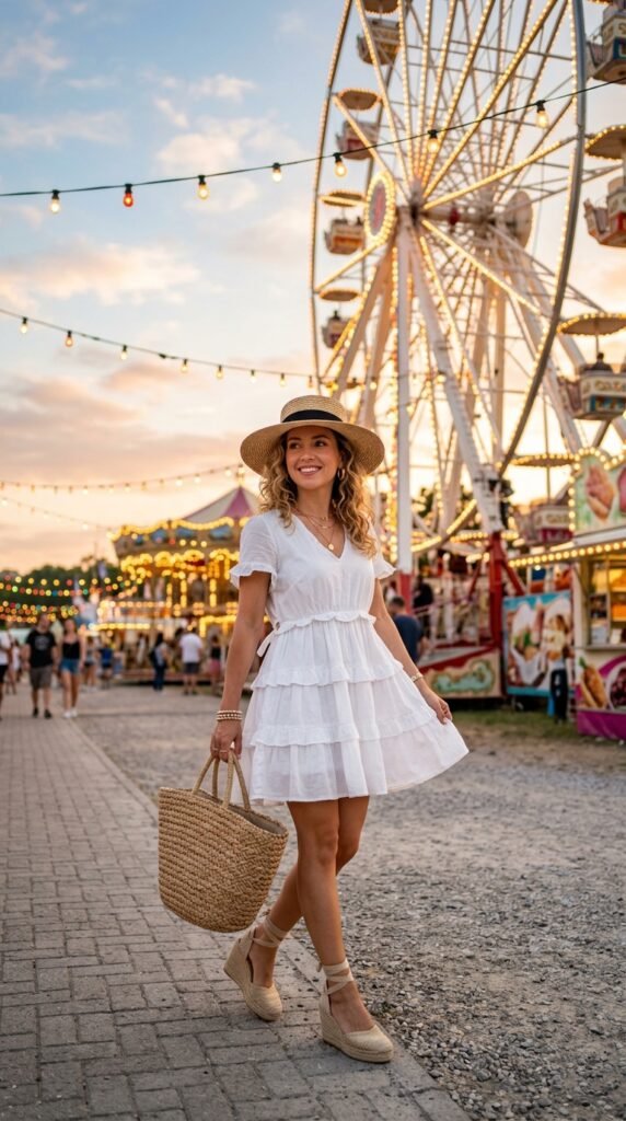 Woman_wearing_tiered_mini_dress_ Woman_wearing_tiered_mini_dress_