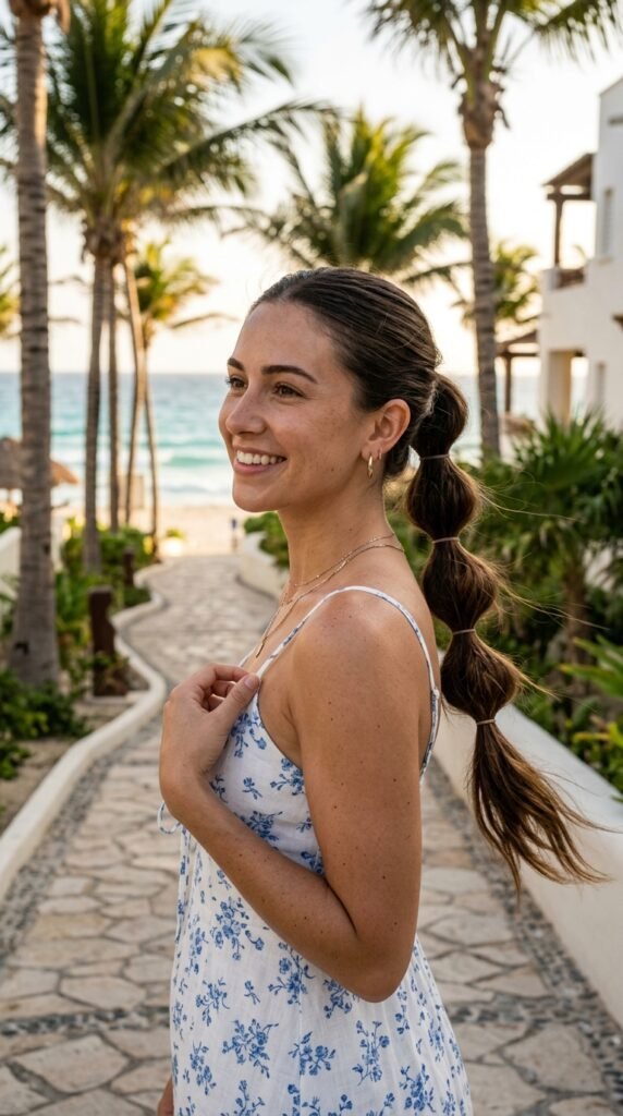Woman_with_bubble_ponytail_hairstyle Woman_with_bubble_ponytail_hairstyle