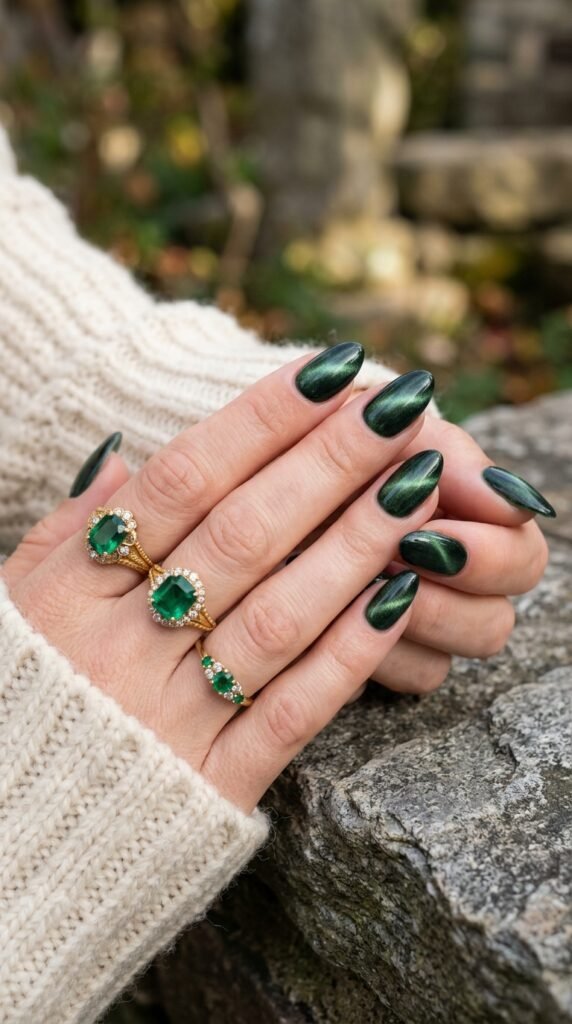 11._Forest_Green_Cat_Eye_Nails 11._Forest_Green_Cat_Eye_Nails