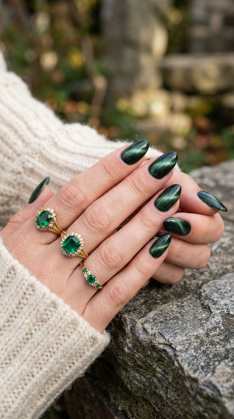 Forest_Green_Cat_Eye_Nails