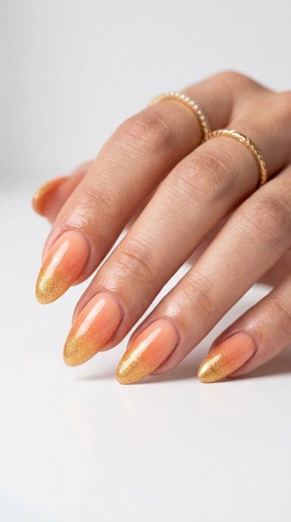 Almond_nails_ombre_peach_coral_ Almond_nails_ombre_peach_coral_