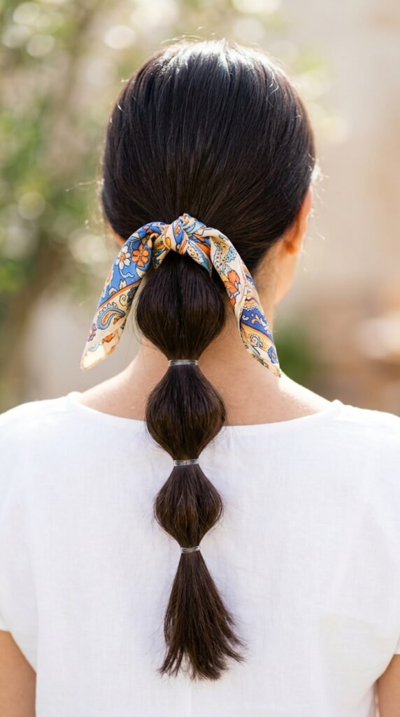 Bubble_ponytail_with_silk_scarf Bubble_ponytail_with_silk_scarf